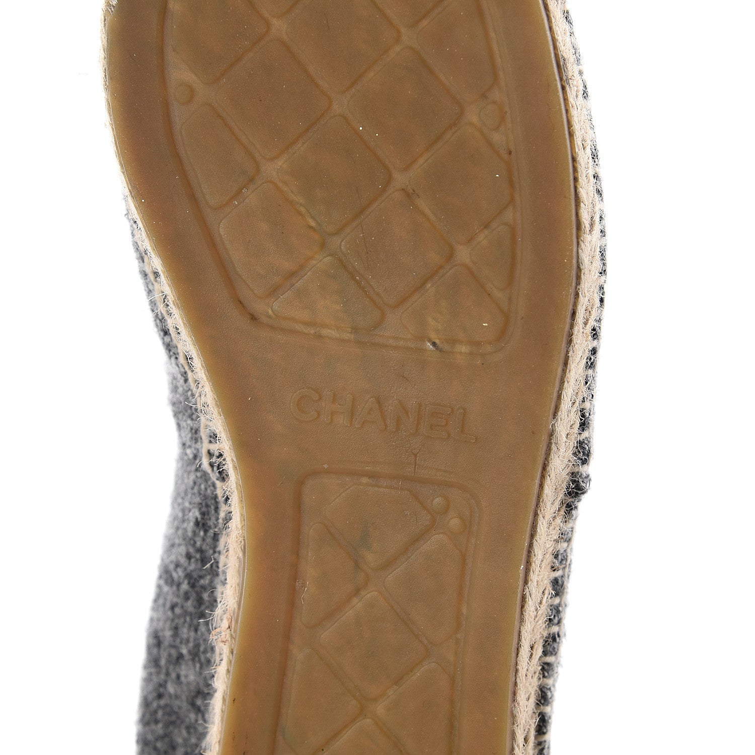Chanel Tweed Velvet CC Espadrilles 40 Grey Black 7 of 7