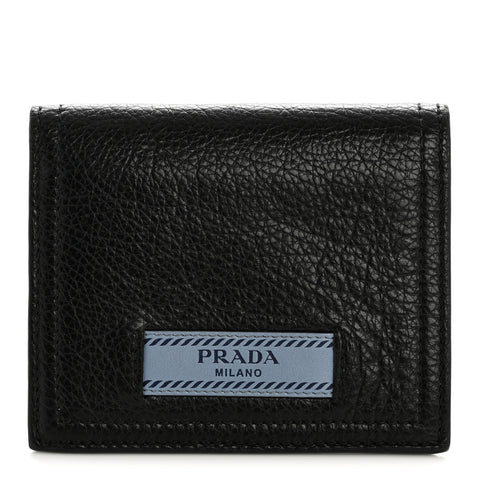 Glace Calfskin City Calfskin Etiquette Compact Wallet Black Astrale
