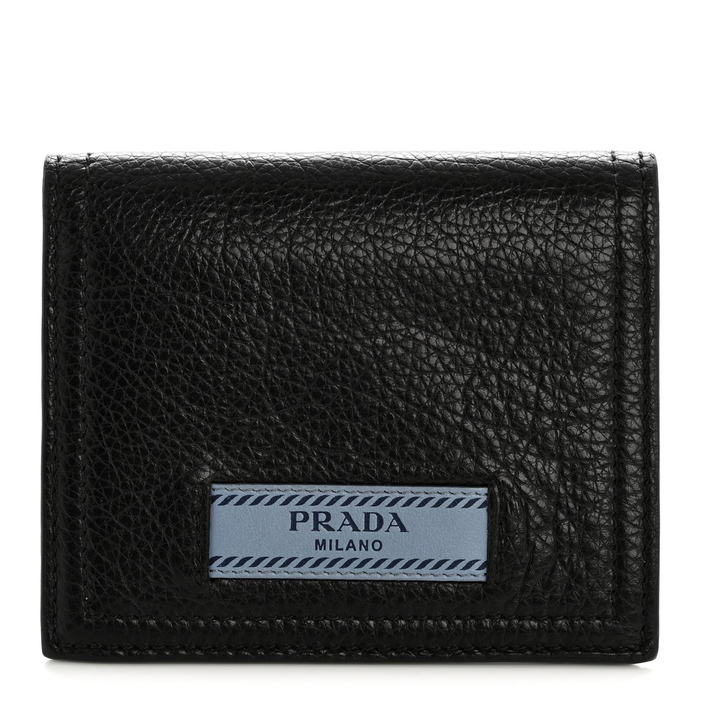 Glace Calfskin City Calfskin Etiquette Compact Wallet Black Astrale