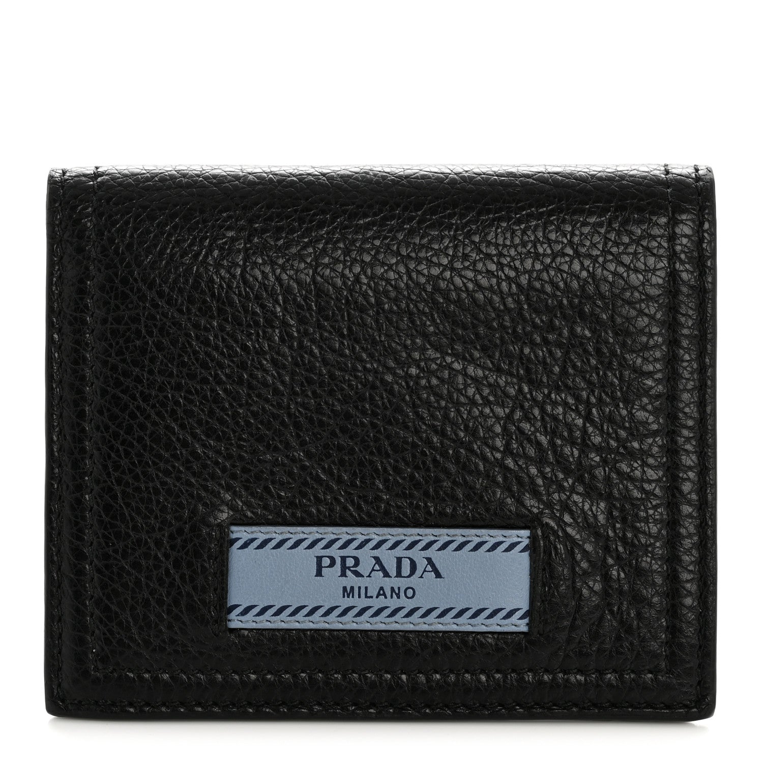 Prada Glace Calfskin City Calfskin Etiquette Compact Wallet Black Astrale 1 of 9