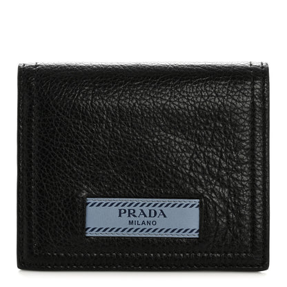 Prada Glace Calfskin City Calfskin Etiquette Compact Wallet Black Astrale 1 of 9