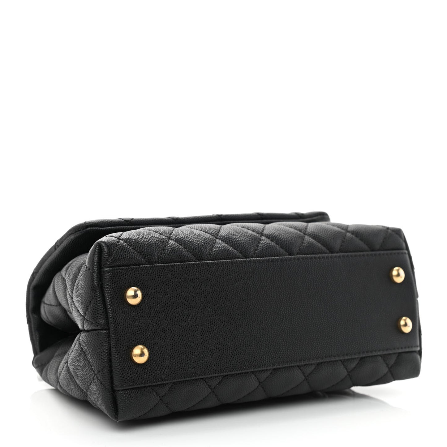 Caviar Lizard Embossed Quilted Mini Coco Handle Flap Black
