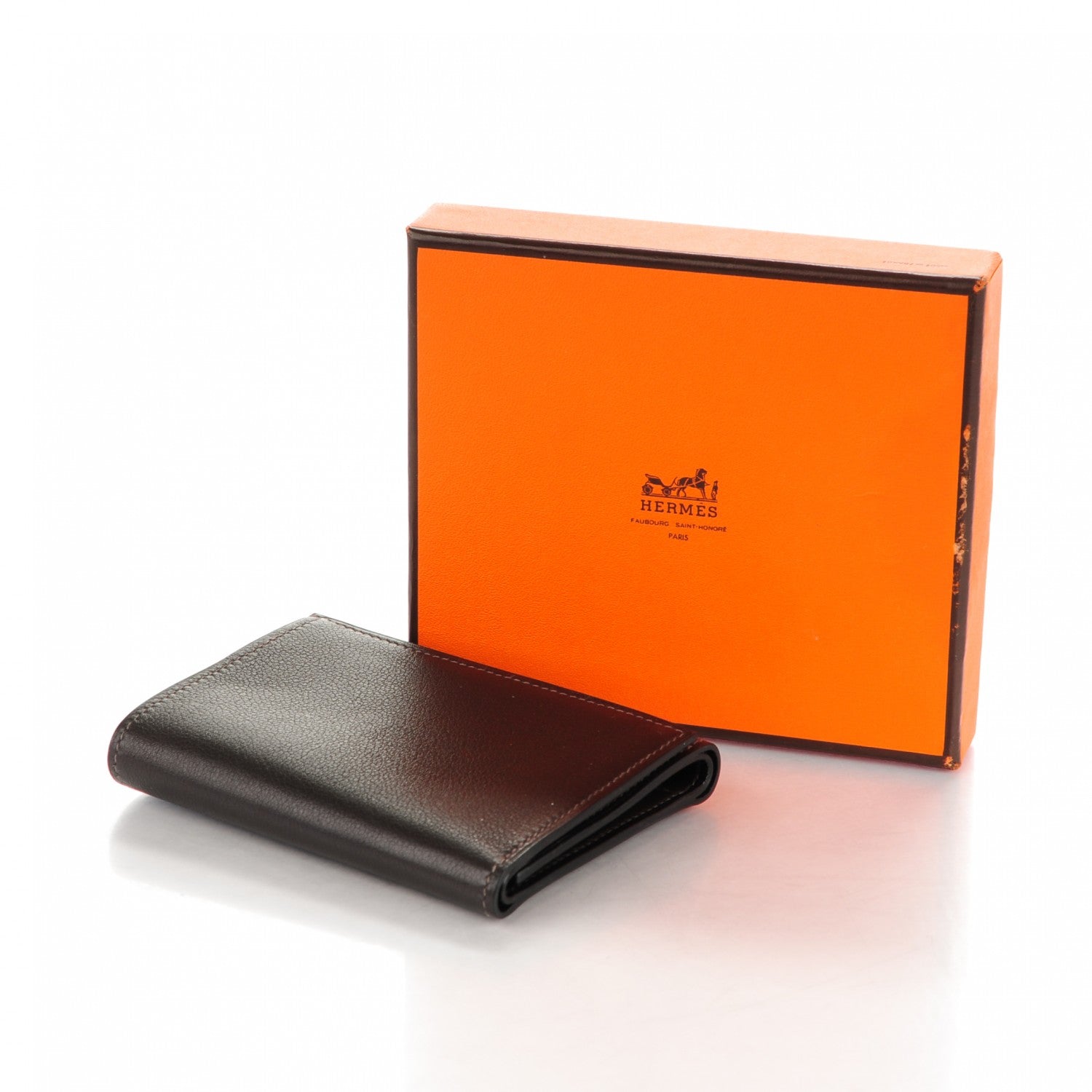 Hermes Swift Mens Citizen Twill Petit Fil d'Argent Tri-Fold Wallet Ebene Cannelle 4 of 8