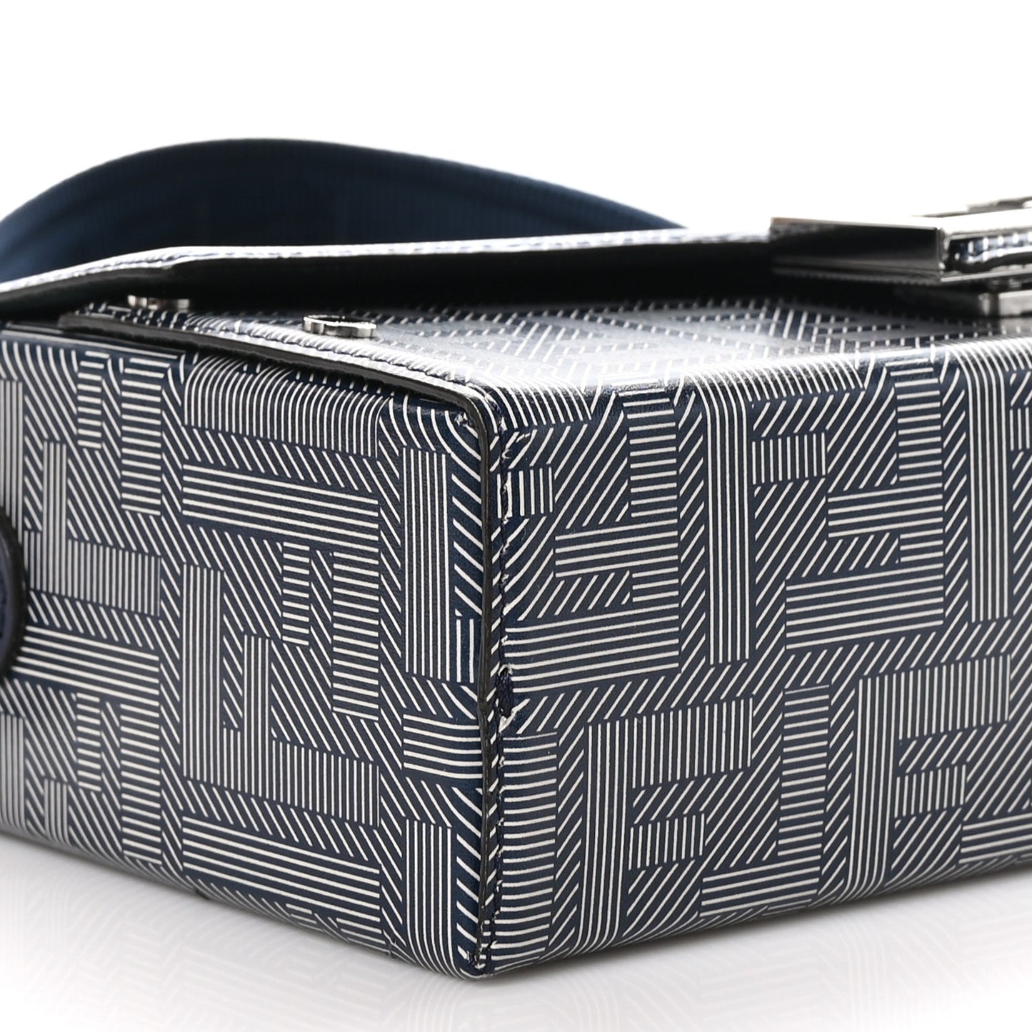 Vitello King FF Lines Embossed Bi-Color Baguette Soft Trunk Ghiaia Blue Mirto