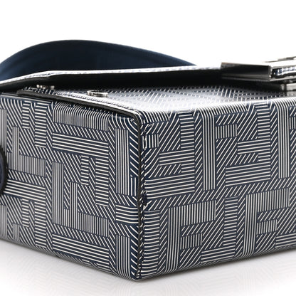 Fendi Vitello King FF Lines Embossed Bi-Color Baguette Soft Trunk Ghiaia Blue Mirto 8 of 8