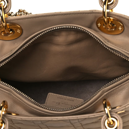 Christian Dior Lambskin Cannage Medium Pearl Lady Dior Beige 6 of 10