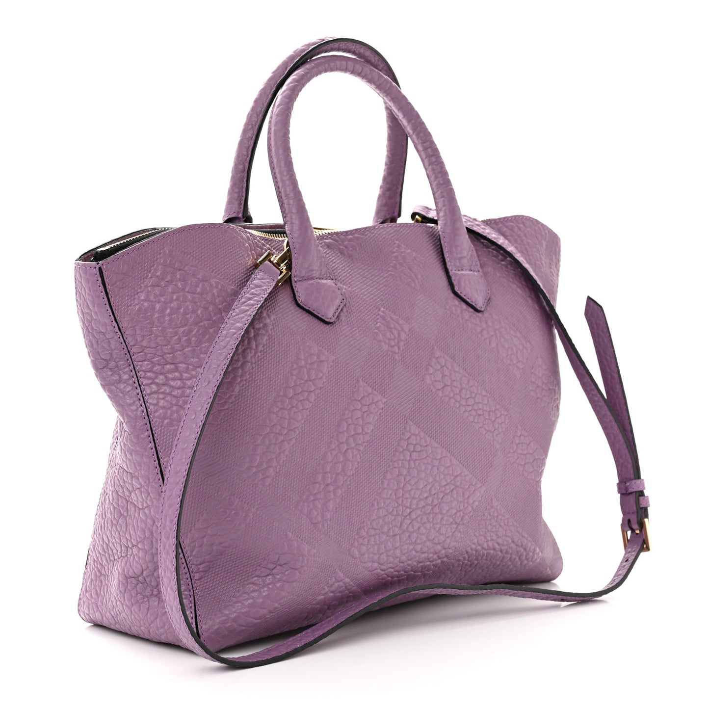 Heritage Grain Check Embossed Medium Dewsbury Tote Purple