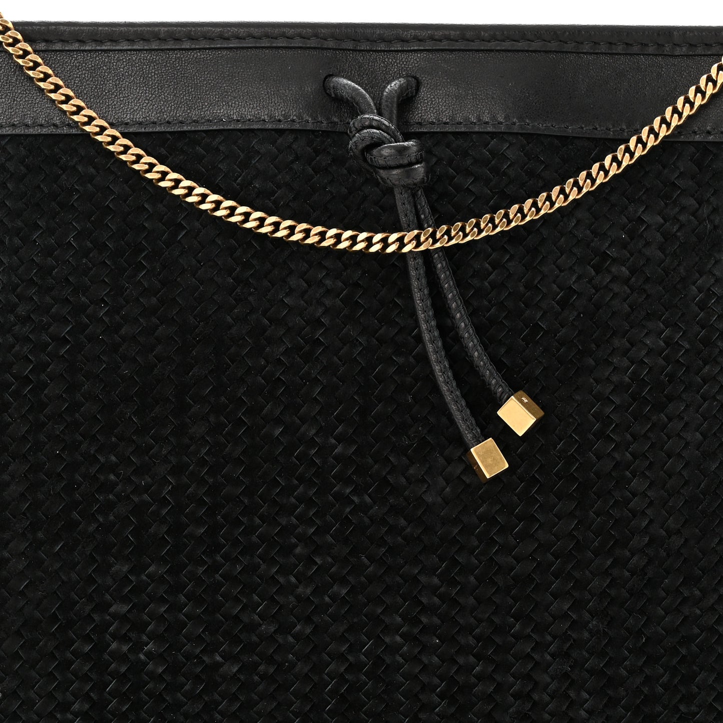 Suede Woven Baby Victoire Chain Clutch Bag Black