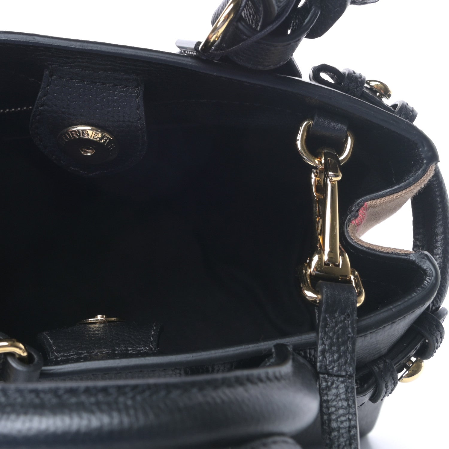 Burberry Derby Calfskin House Check Baby Banner Tote Black 5 of 8