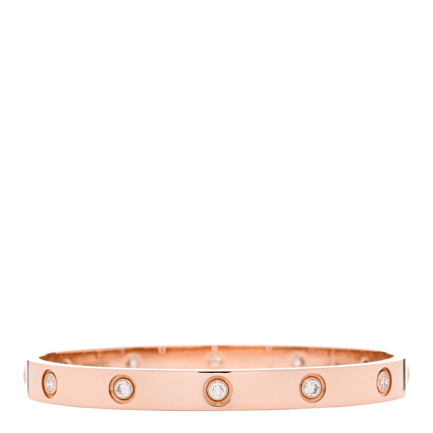 Cartier 18K Pink Gold 10 Diamond LOVE Bracelet 17 1 of 6