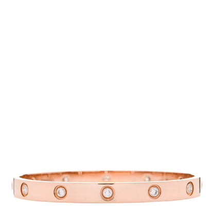 Cartier 18K Pink Gold 10 Diamond LOVE Bracelet 17 1 of 6