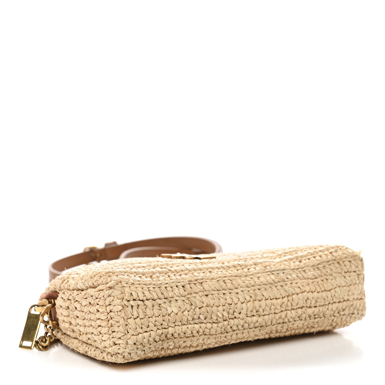 Saint Laurent Raffia Calfskin Gaby Crossbody Bag Natural Brick 4 of 11
