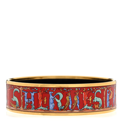 Hermes Enamel Printed Alphabet Animaux Wide Bracelet 70 1 of 5