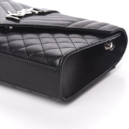 Saint Laurent Grain De Poudre Textured Mixed Matelasse Triquilt Medium Monogram Satchel Black 9 of 10