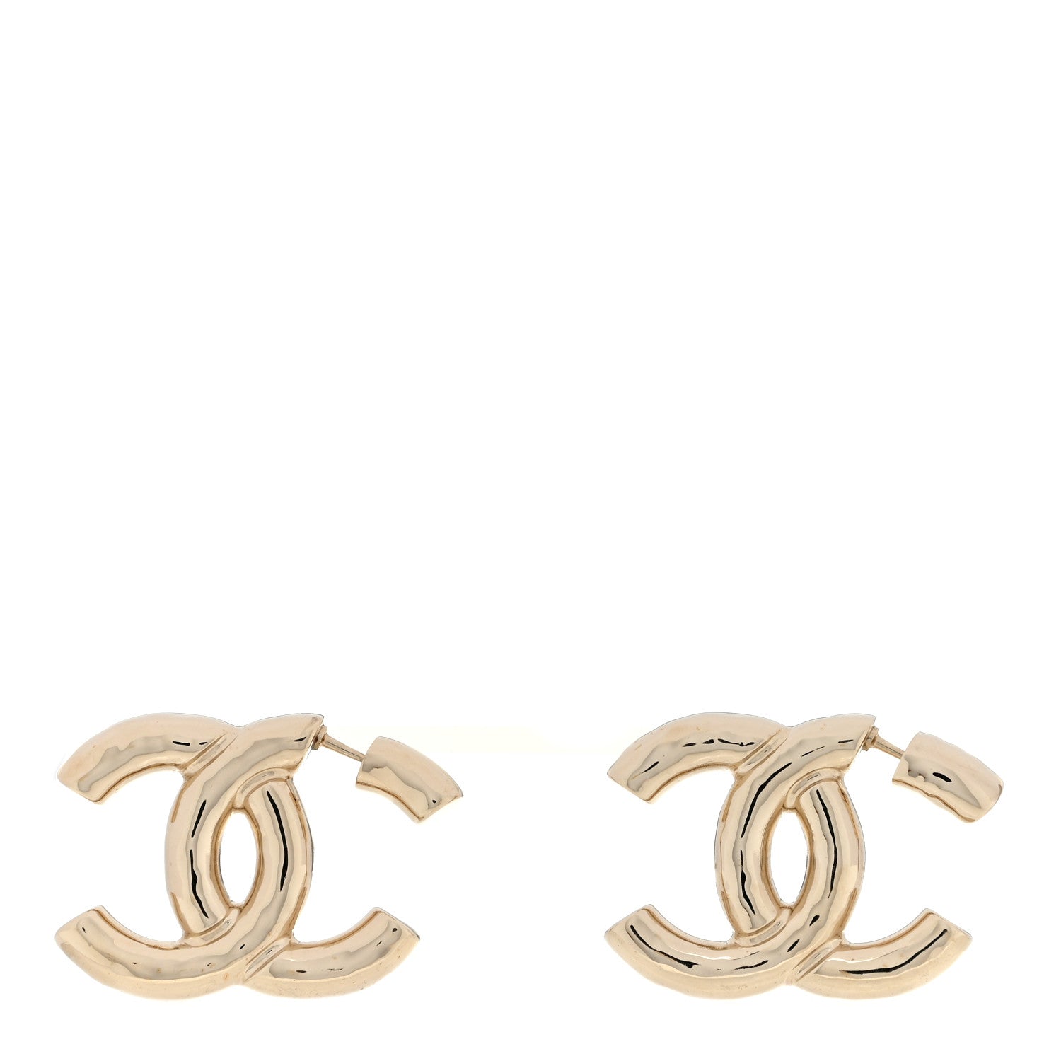 Chanel Metal Large CC Earrings Light Gold 1 of 3