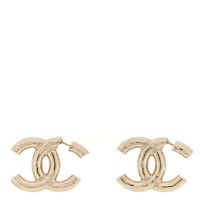 Chanel Metal Large CC Earrings Light Gold 1 of 3