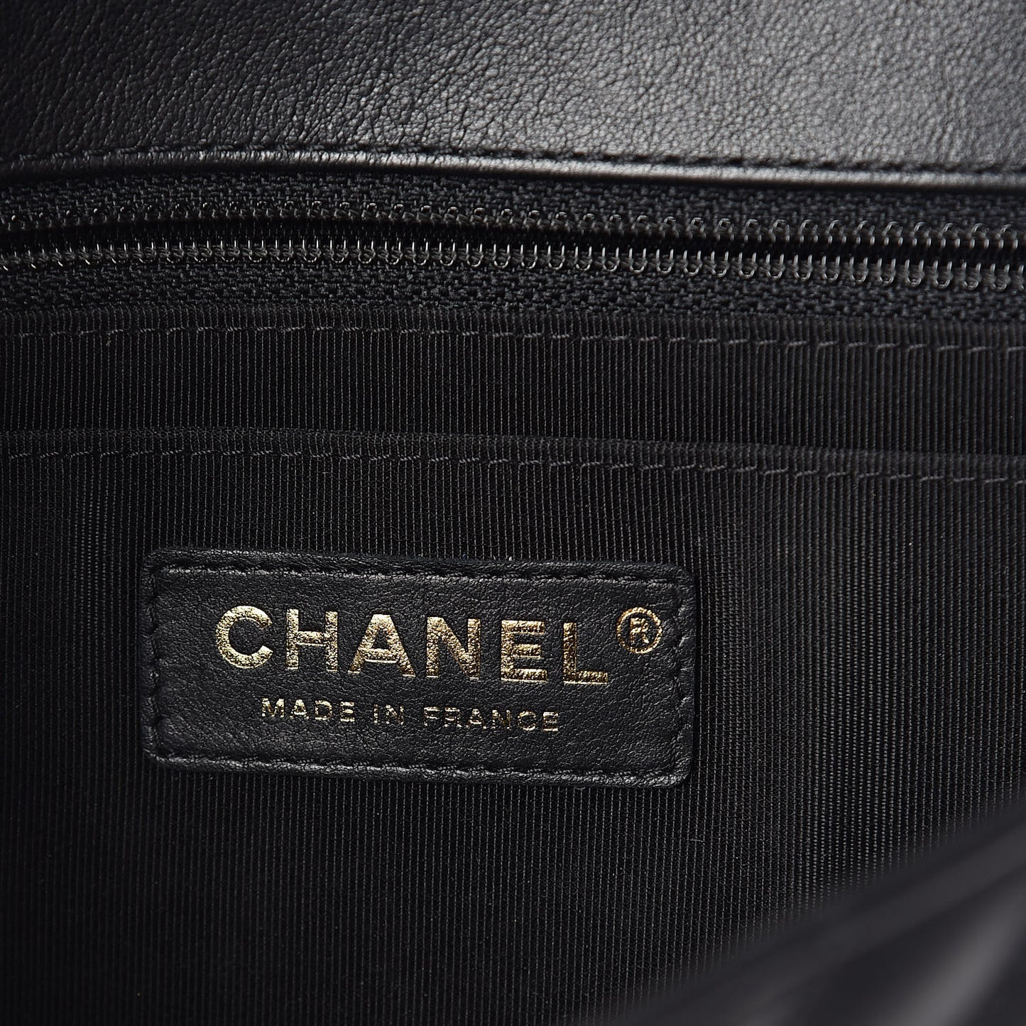 Calfskin Chevron Quilted Statement Flap Black
