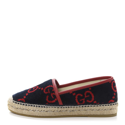 Gucci Terry Cloth GG Monogram Espadrilles 35 Blue Red 1 of 9