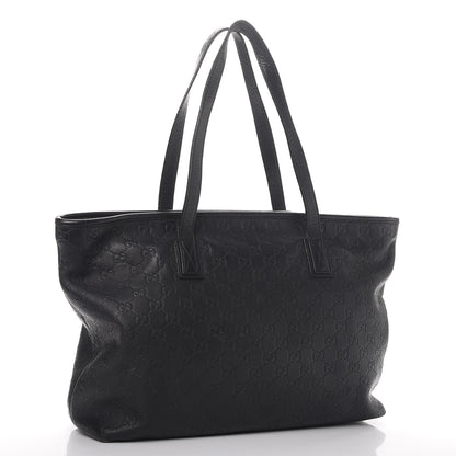 Gucci Guccissima Medium Zippered Shopping Tote Black 3 of 19