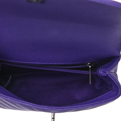 Chanel Caviar Chevron Quilted Mini Coco Handle Flap Purple 5 of 10