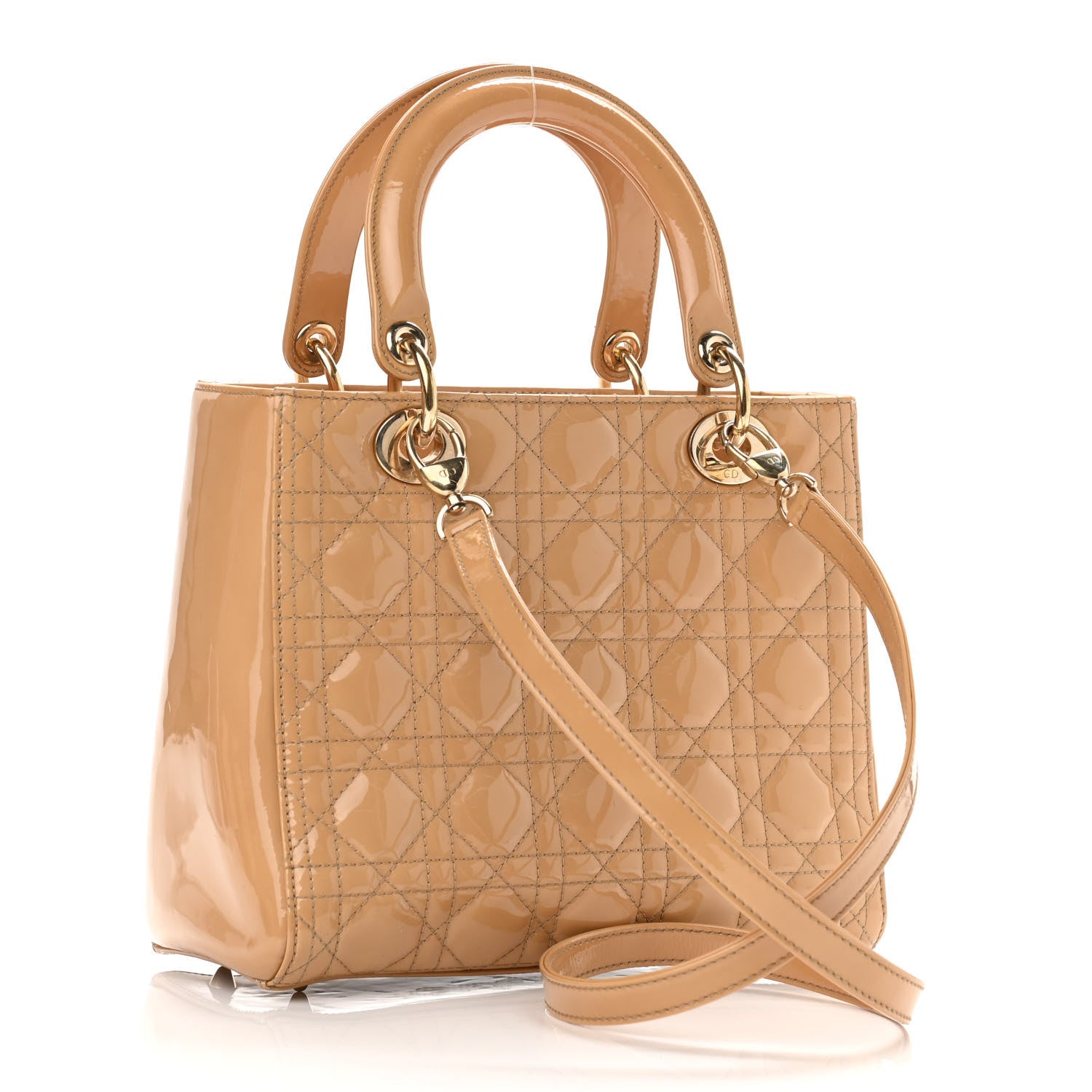Christian Dior Patent Cannage Medium Lady Dior Beige 2 of 9