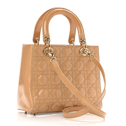 Christian Dior Patent Cannage Medium Lady Dior Beige 2 of 9