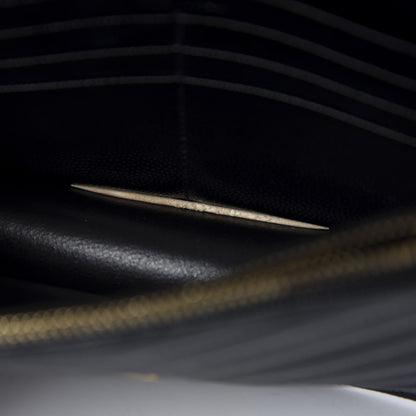 Saint Laurent Grain De Poudre Matelasse Chevron Monogram Envelope Chain Wallet Black 8 of 10