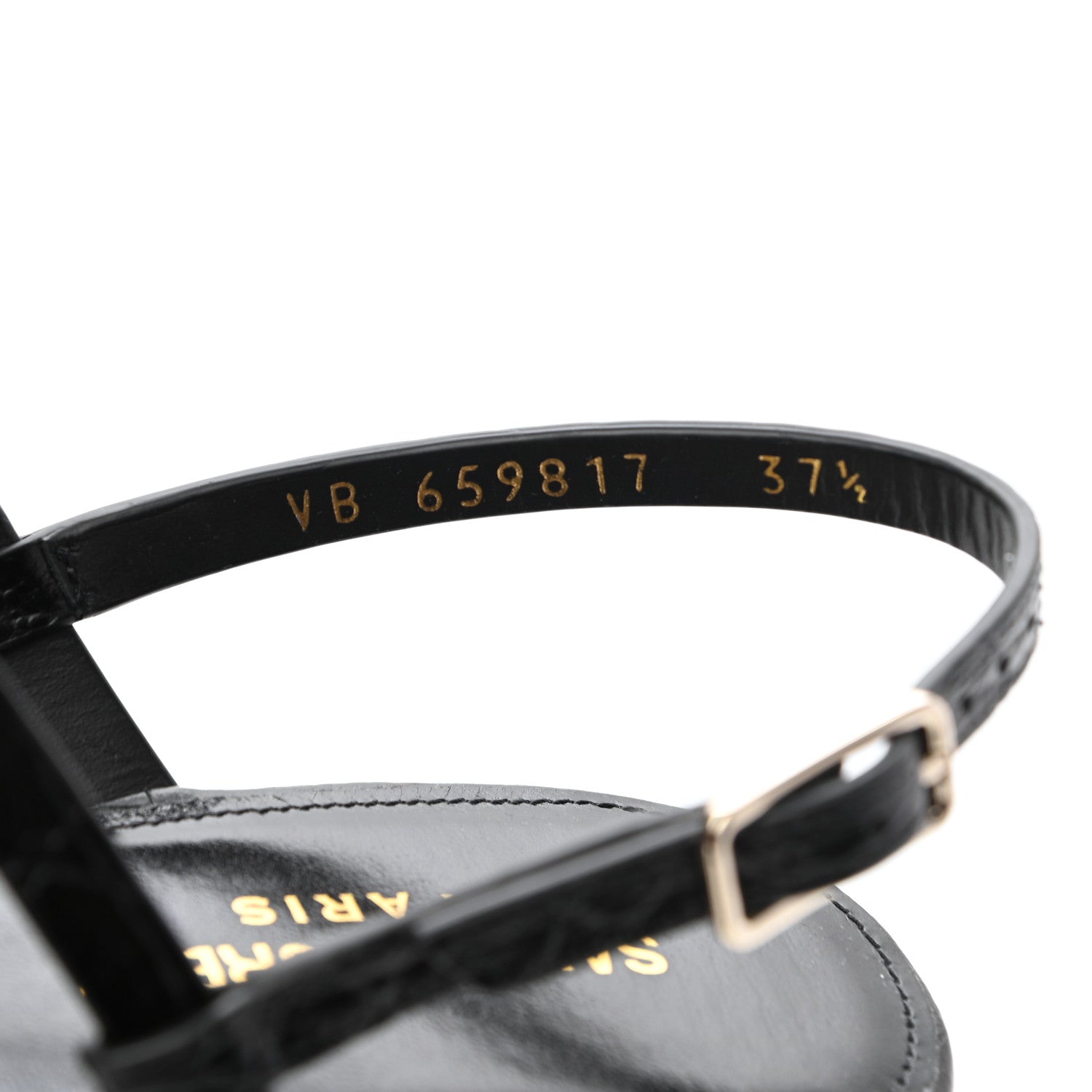 Saint Laurent Patent Calfskin Cassandra Monogram Sandals 37.5 Black 9 of 9
