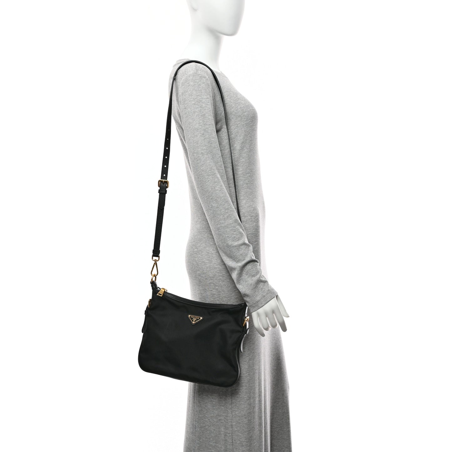Tessuto Nylon Saffiano Small Crossbody Bag Black
