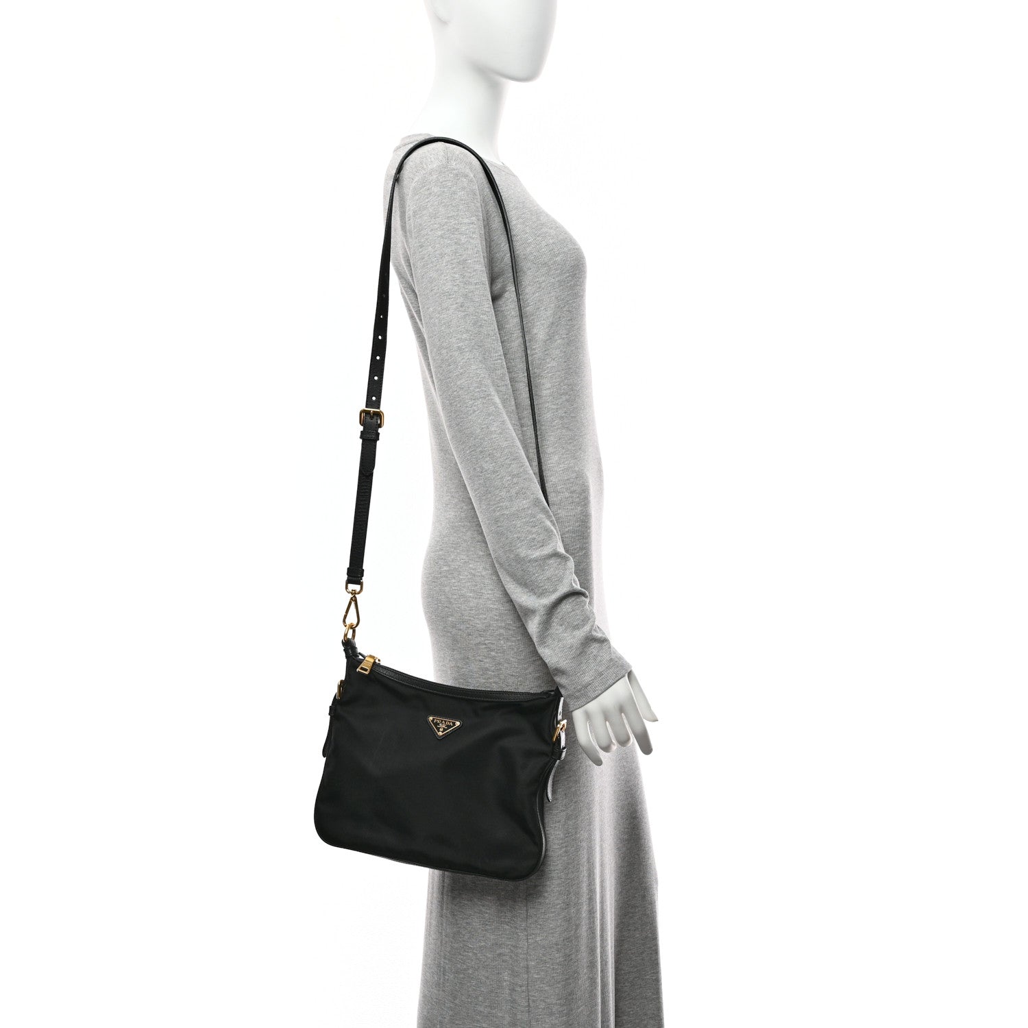 Prada Tessuto Nylon Saffiano Small Crossbody Bag Black 2 of 10