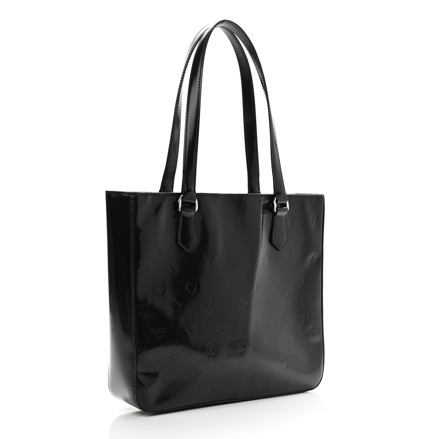 Prada Spazzolato Logo Embossed Tote Black 2 of 12