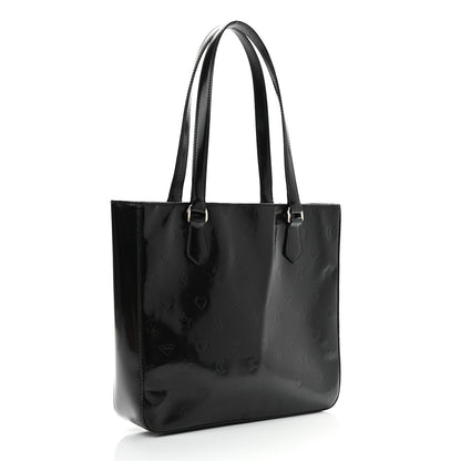 Prada Spazzolato Logo Embossed Tote Black 2 of 12