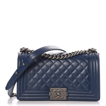 Chanel Caviar Quilted Medium Boy Flap Dark Blue 1 of 9