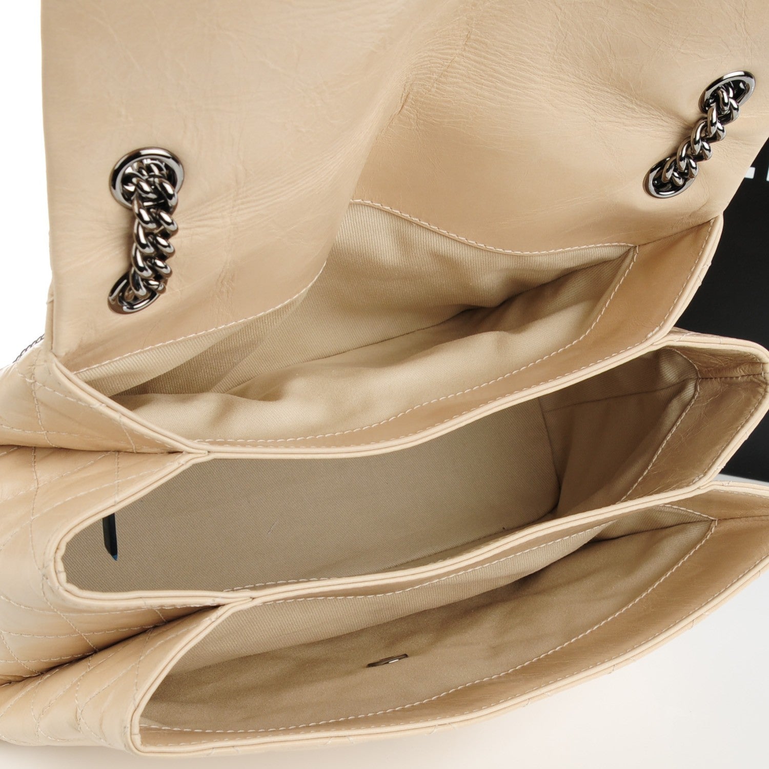 Chanel Aged Calfskin Quilted Supple Trapeze Flap Light Beige 5 of 8