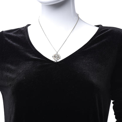 Chanel Crystal CC Drop Pendant Necklace Silver 2 of 6