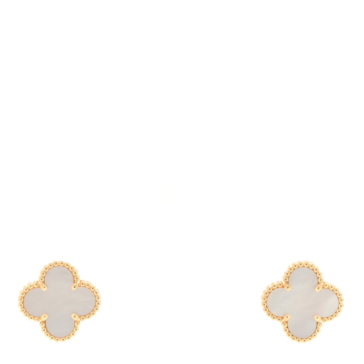18K Yellow Gold Mother of Pearl Vintage Alhambra Earrings