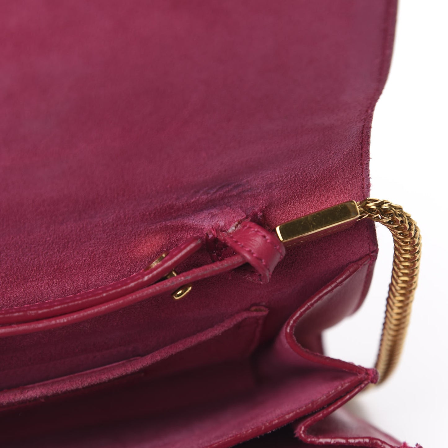 Calfskin Small Classic Y Satchel Fuchsia