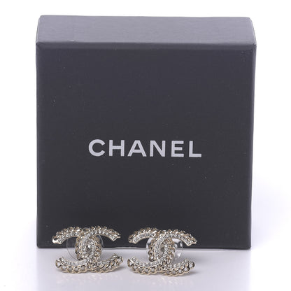 Chanel Crystal Chain CC Earrings Gold 5 of 5