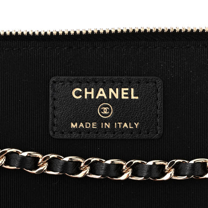 Chanel Lambskin Camellia Embossed Small Vanity Case With Chain Black 6 of 12
