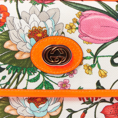 Gucci Canvas Flora Floral Shoulder Bag White Orange Fluo 7 of 8