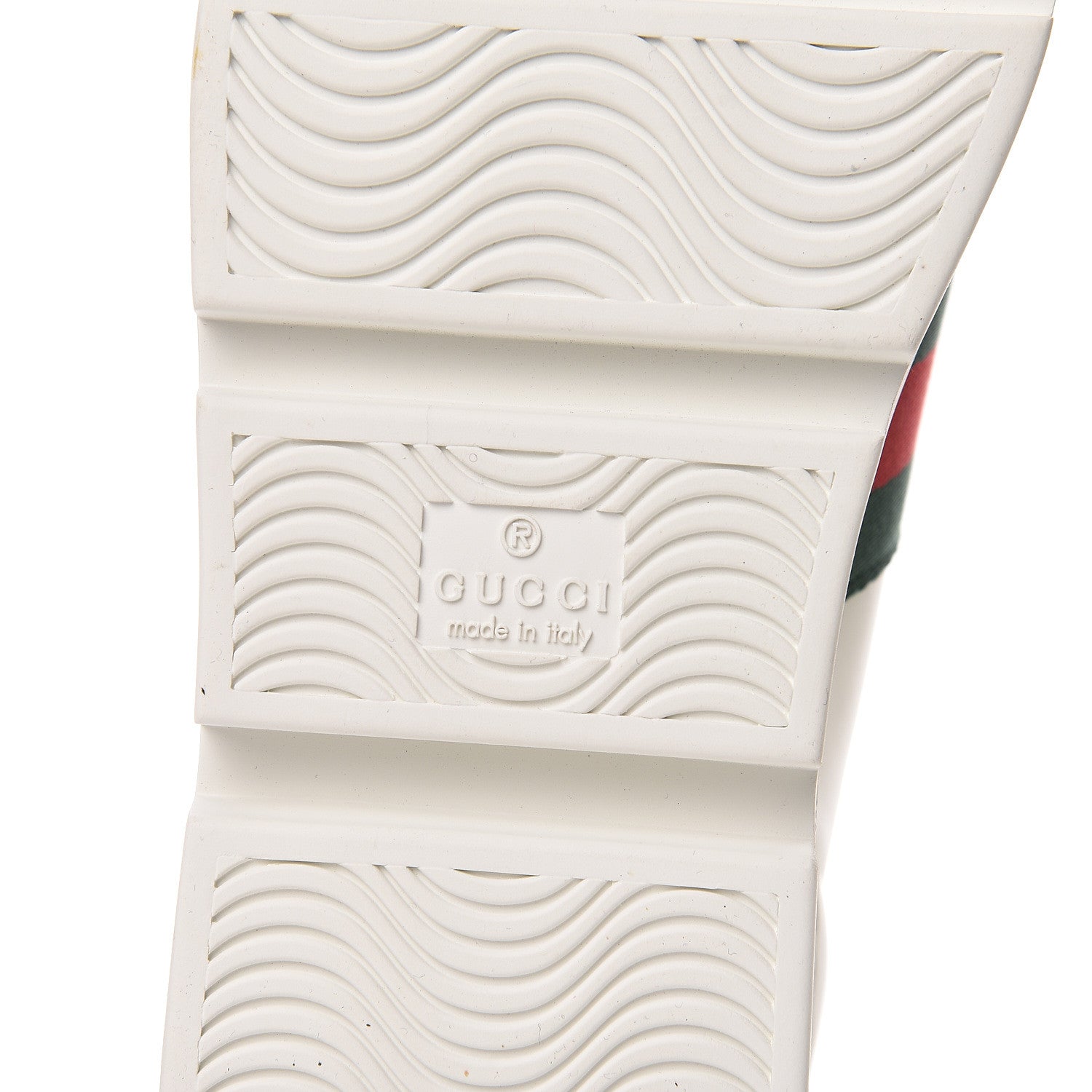 Gucci Calfskin Web Bee Embroidered Womens Ace Platform Sneakers 37.5 White 6 of 7