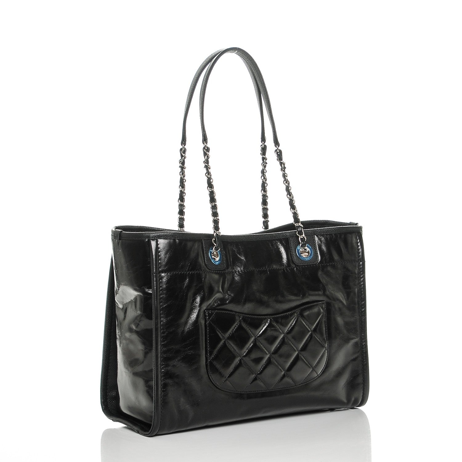 Chanel Glazed Calfskin Small Deauville Tote Black 3 of 7