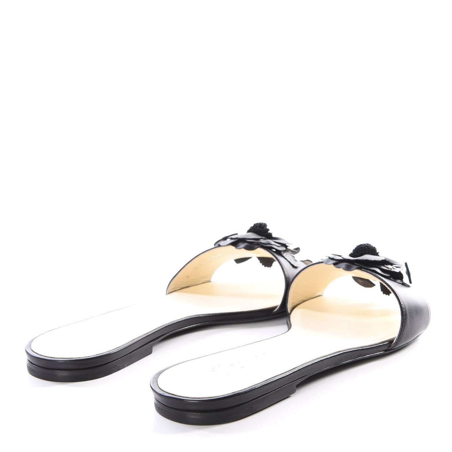 Lambskin Camellia Slides 37.5 Black