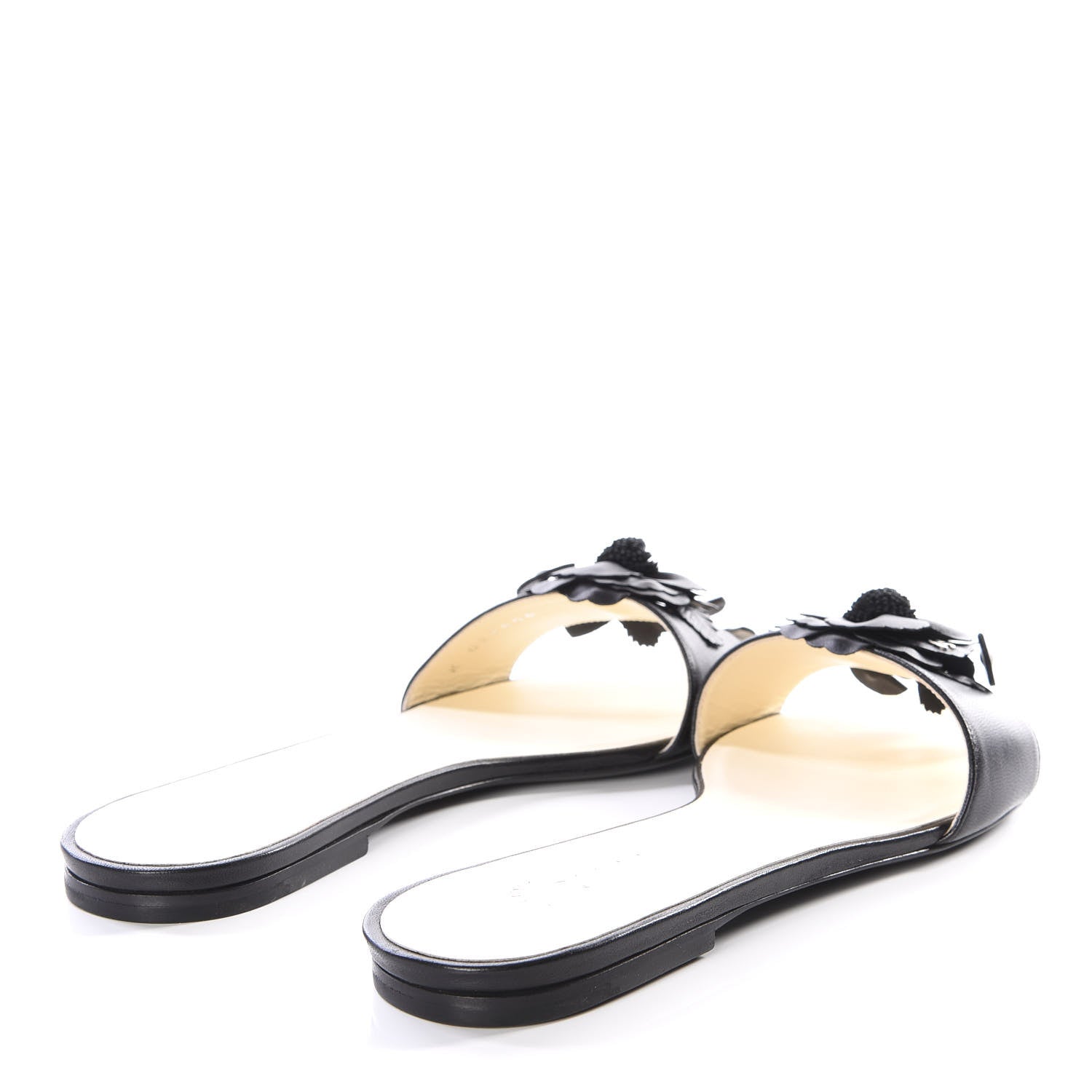 Chanel Lambskin Camellia Slides 37.5 Black 4 of 9