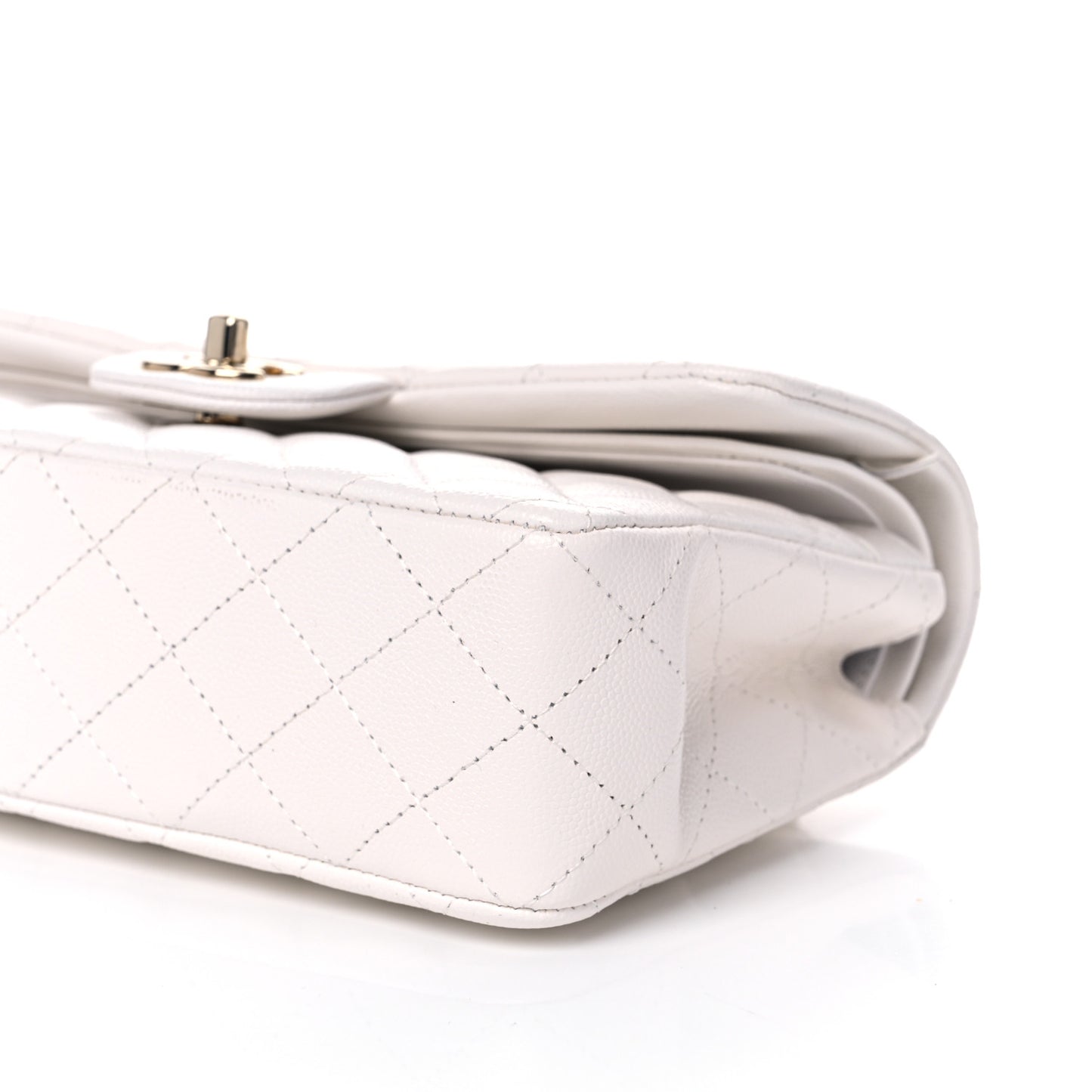 Caviar Quilted Small Double Flap White