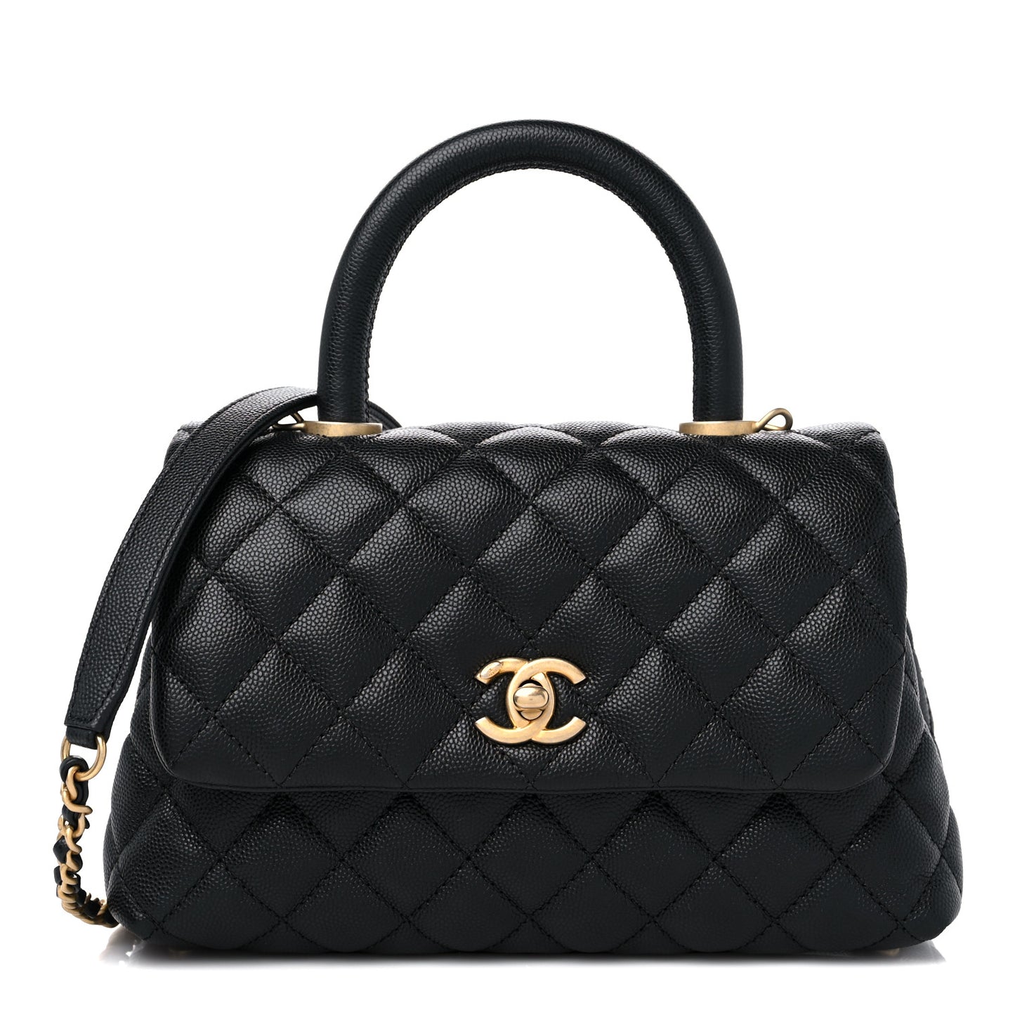 Caviar Quilted Mini Coco Handle Flap Black