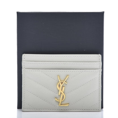Saint Laurent Grain De Poudre Matelasse Chevron Monogram Credit Card Case Blanc Vintage 10 of 10