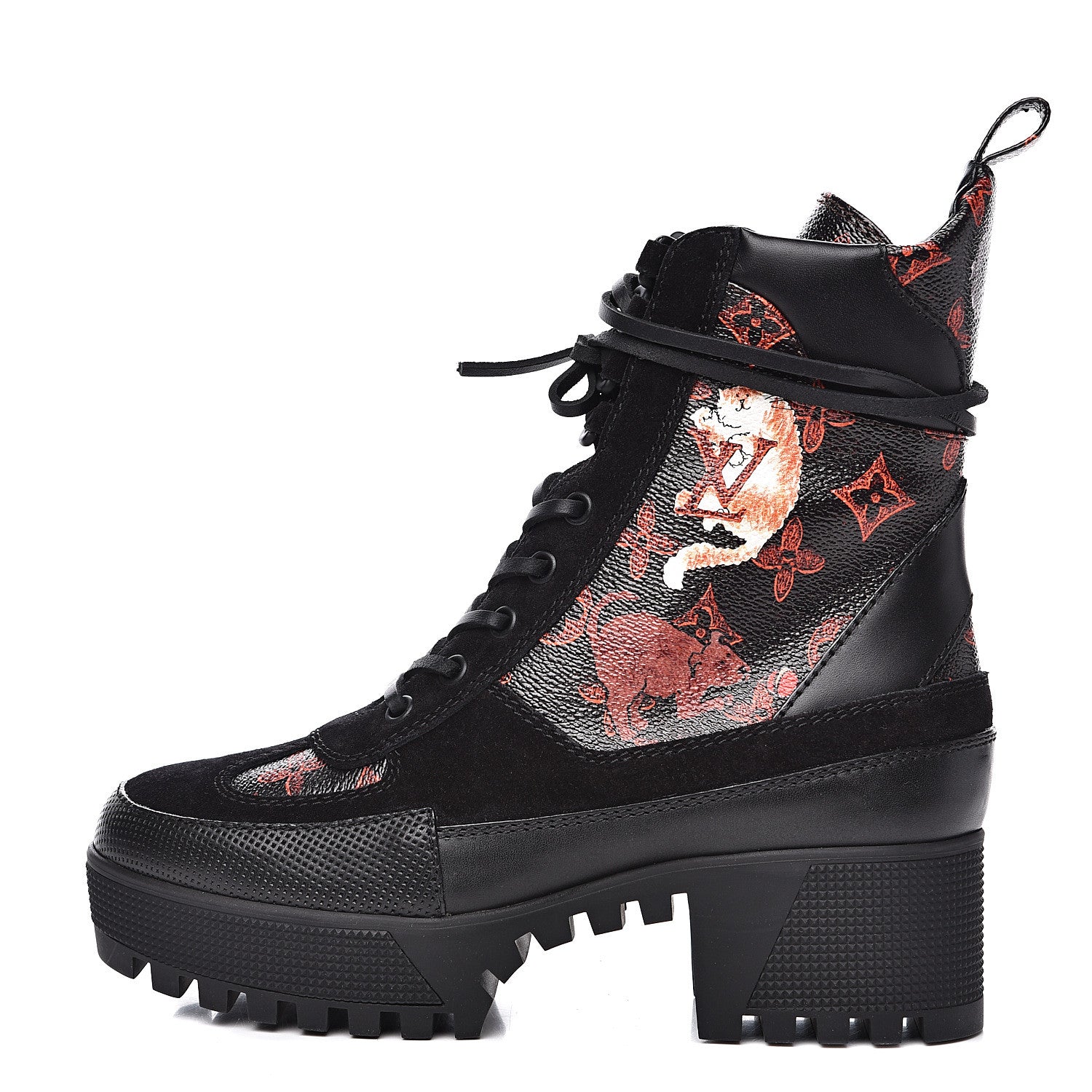 Louis Vuitton Suede Calfskin Catogram Laureate Platform Desert Boots 37 Black Marron 1 of 9