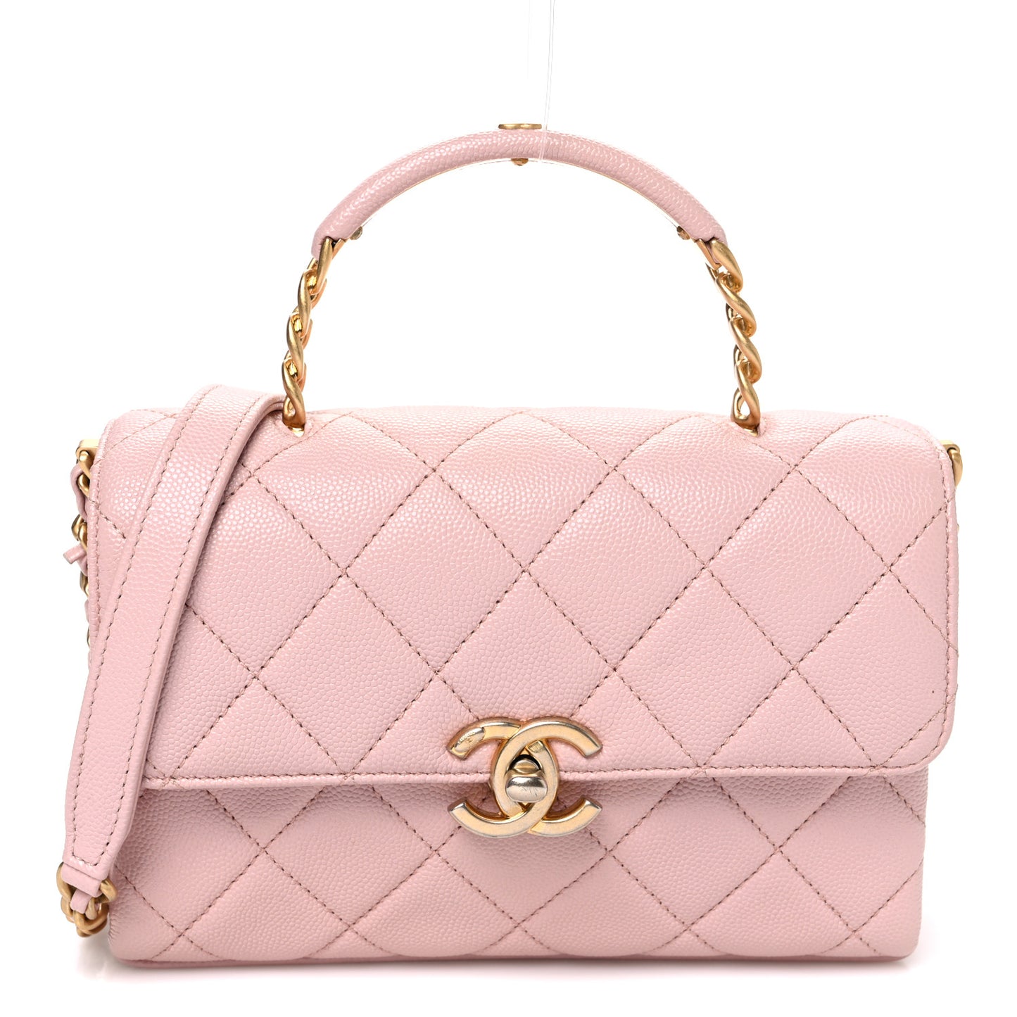 Caviar Quilted Small Carry Me Top Handle Flap Pink
