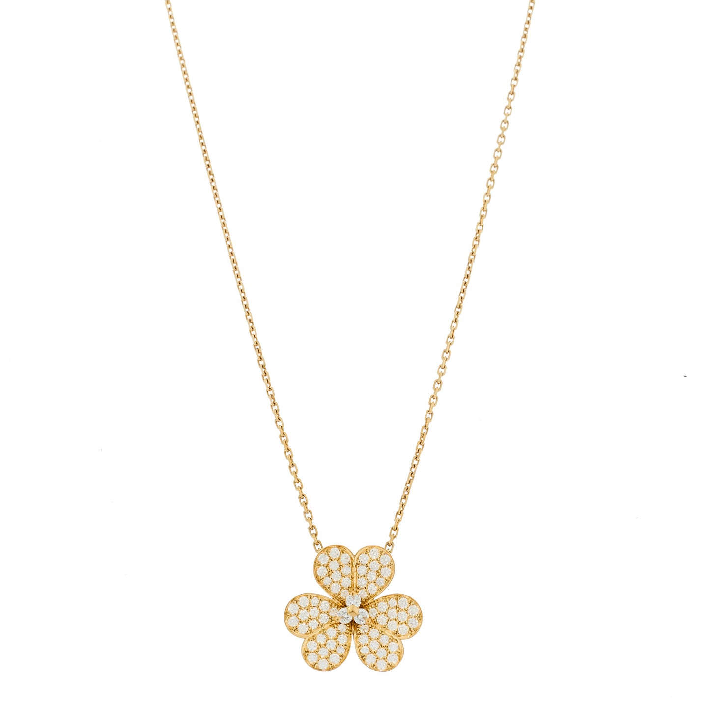 18K Yellow Gold Diamond Large Frivole Pendant Pave Necklace
